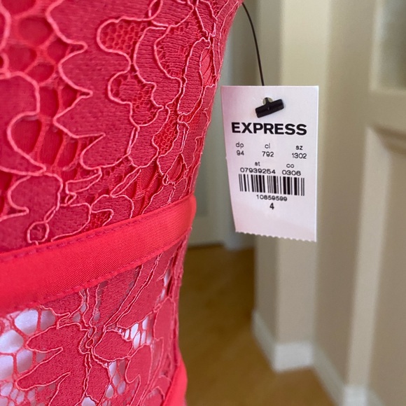 Red Lace Midi Dress Spaghetti Straps Bodycon - Picture 8 of 10